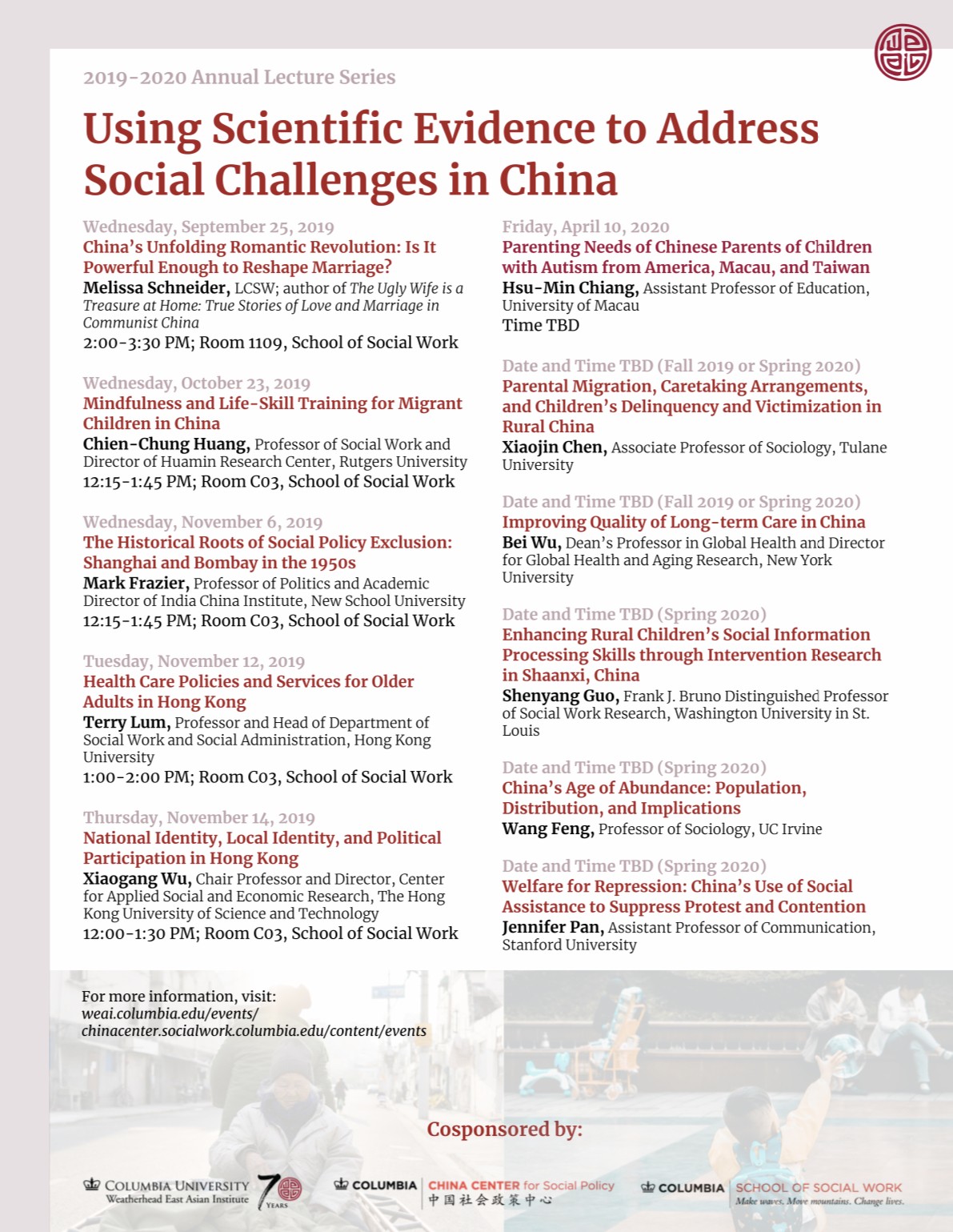 China Center S 19 Lecture Series Focuses On Using Scientific Evidence To Address Social Challenges In China Columbia China Center For Social Policy